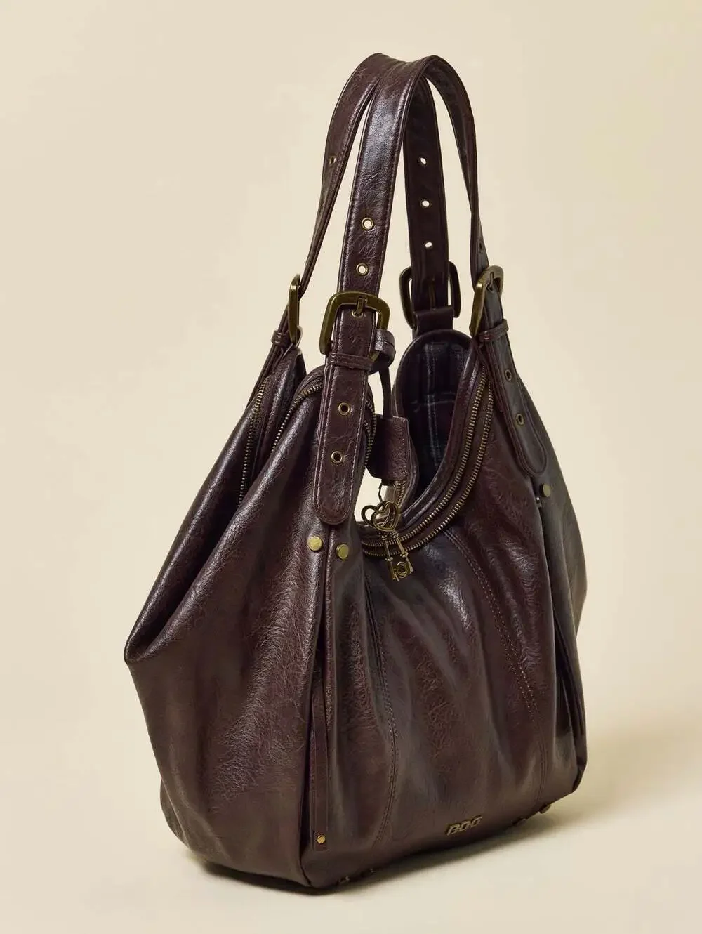 BDG Cici Faux Leather Slouchy Tote Bag in Brown NWT